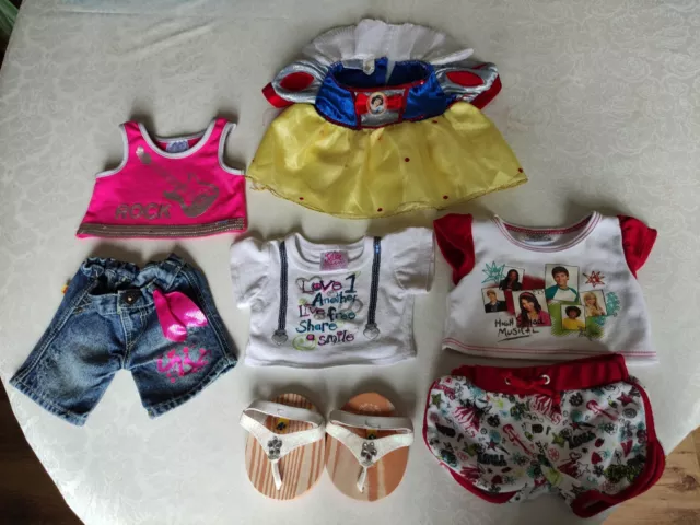 Build A Bear Workshop Clothes Bundle Girls Shoes, Snow White Dress, Pyjamas