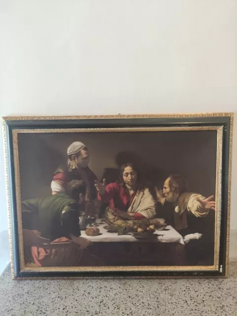 RIPRODUZIONE SU TELA INCORNICIATA - "La Cena di Emmaus" - CARAVAGGIO 3