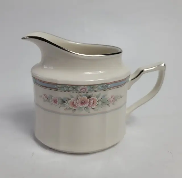 Noritake China Rothschild Creamer 7293 Ivory with Pink Floral & Blue Bland