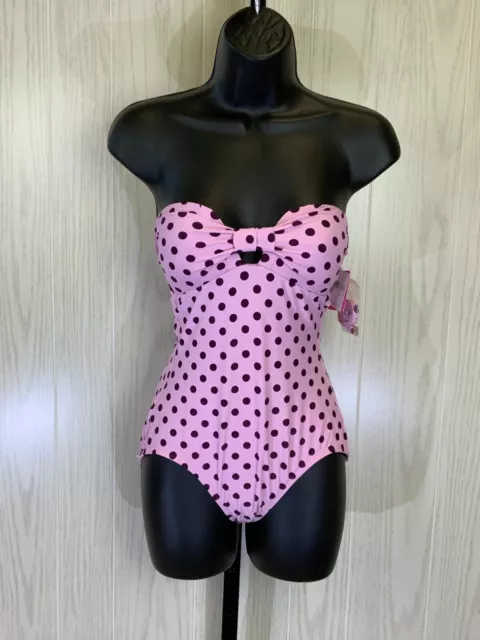 Kate Spade New York Lia Dot Molded Bandeau Swimsuit Women's Size S NEW MSRP $130