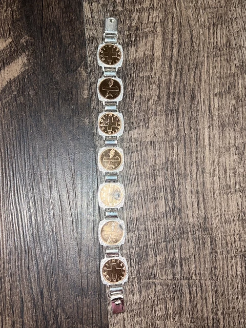 Retro 1973 Swiss 1 Rappen Silver Gold Coin Bracelet Fashion Cool Switzerland