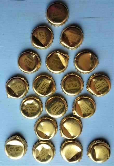 19 x Tops de Botella de ORO Tapas Corona Cerveza Stella Artois ARTESANALES Arte Metal LAGER
