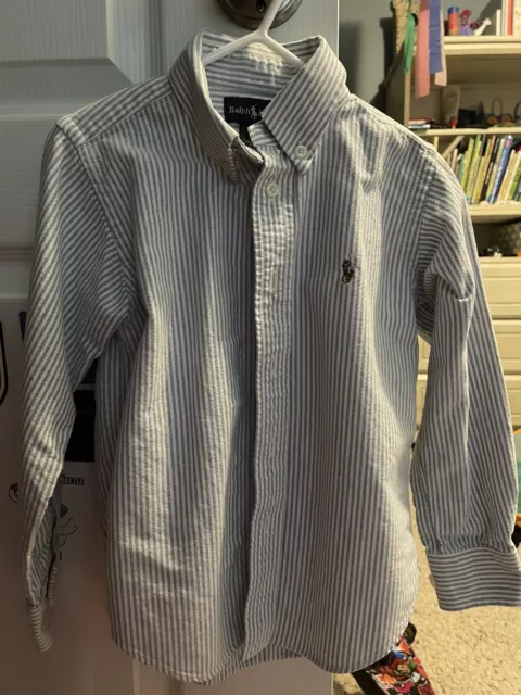 Boys Ralph Lauren Striped Oxford Shirt         Size 4T Excellent