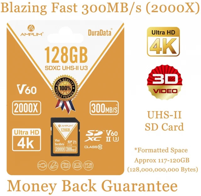 UHSII SD CARD 128GB SDXC 300MB/S Memory Card for Fujifilm Panasonic