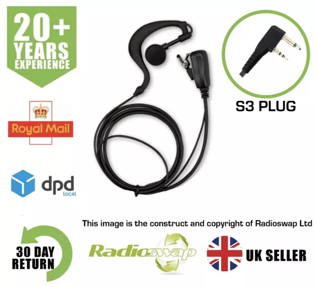 G-Shape Earpiece With Mic & Ptt Fits Icom (Two Pin) Two Way Radio (Rs-G-S3)