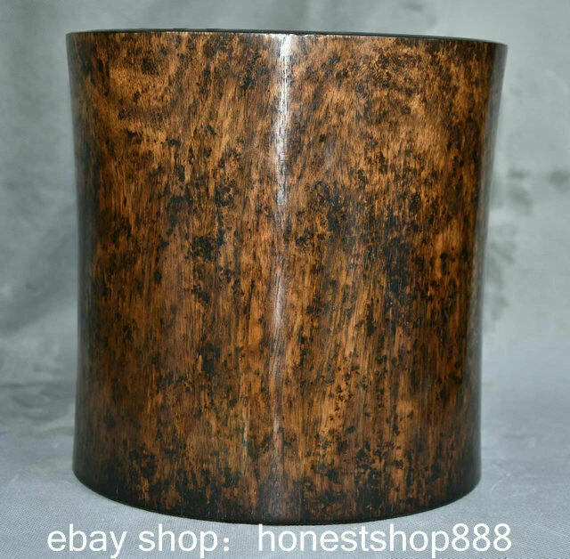 9" Old Chinese Huanghuali Yellow Pear Wood Dynasty Palace Brush Pot Pencil Vase
