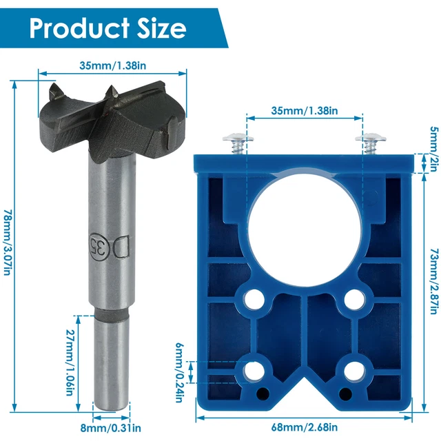 35MM CONCEALED HINGE Hole Jig For Kitchen Doors With Drill Bit