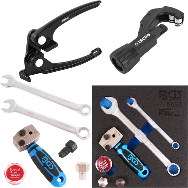 BGS BÖRDEL-GERÄT BREMS-LEITUNG 4.75 Mm 3/16" ROHR-BIEGEZANGE + ABSCHNEIDER Uvm