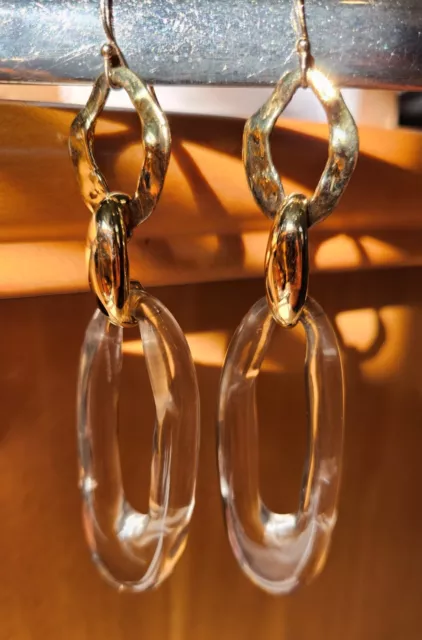 Alexis Bittar Dangling Lucite Earrings with 14K gold plated & Brass