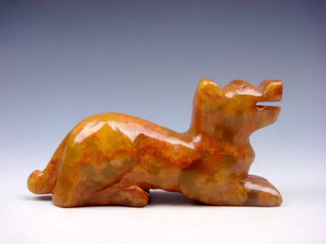 Old Nephrite Jade Stone Carved Sculpture Seated Foo Dog #10022202