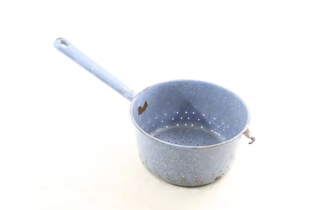 Antiguo Colador de Cocina Tamiz Esmalte Colador Con Palo Stielsieb Nudelsieb