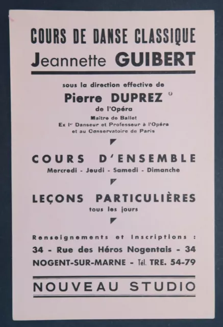 BUVARD COURS DE DANSE Jeanette GUIBERT Nogent-sur-Marne dance blotter Löscher