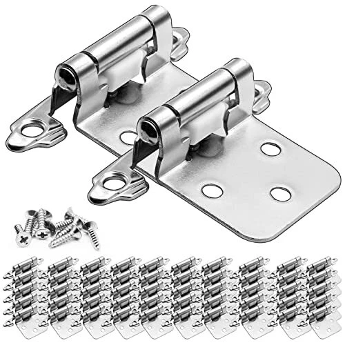 Brushed Satin Nickel Cabinet Hinges50 Pack25 Pairs 1/2" Overlay Self Closing ...