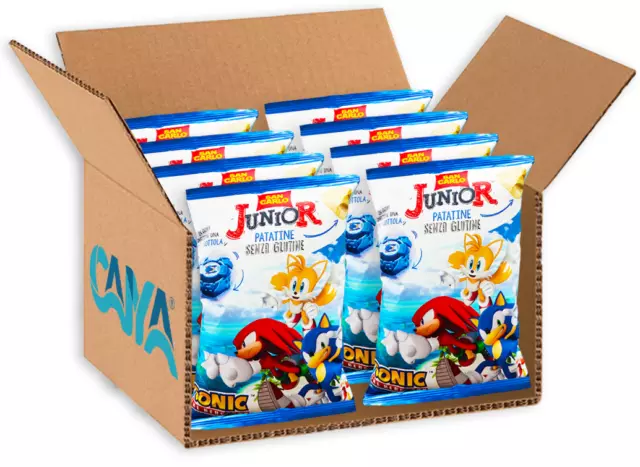 8X San Carlo Patatine Junior Sonic the Hedgehog Snack con Sorpresa 30g