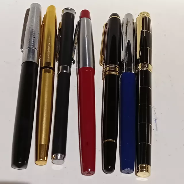 Job Lot Vintage 7 mixed Fountain Pens Inc Farber Platignum Iridium nibs etc