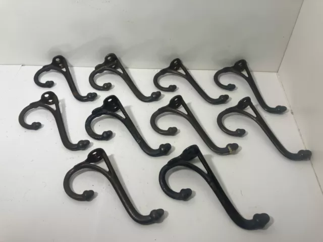 antique cast iron coat hooks lot of 10 -3 3/4in