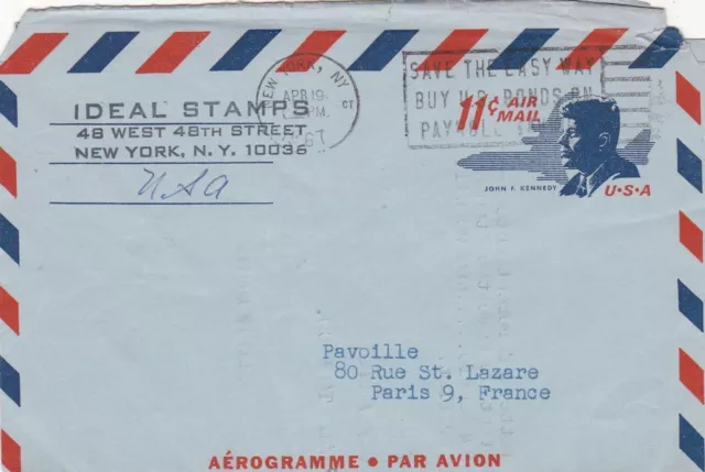 U.S. Airmail Ideal Stamps, New Yok 1967 Cancel Bonds Slogan Aerogramme Ref 44619