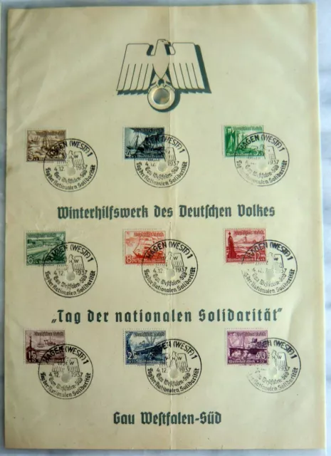 Sonderblatt Winterhilfswerk Schiffe 1937 mit Sonderstempel