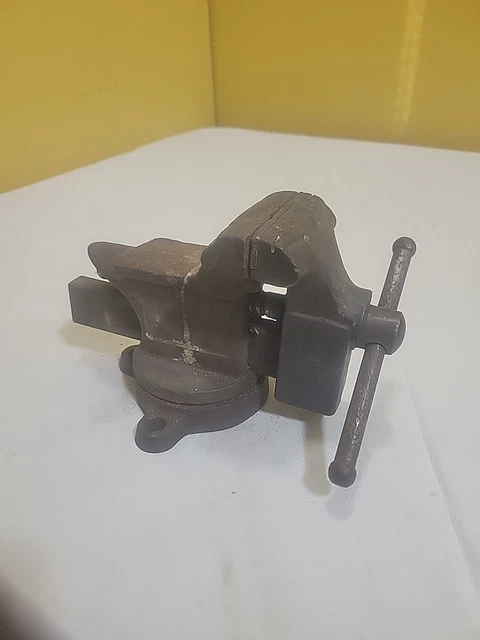 Vintage Baker 63-3 Bench Vise 3 1/2" Jaws Swivel Base Opens 3 1/2" USA