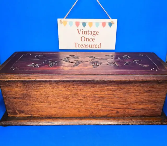 ANTIQUE Large Wooden SEWING BOX * Also for Trinkets, Jewellery, Wine etc. * VGC