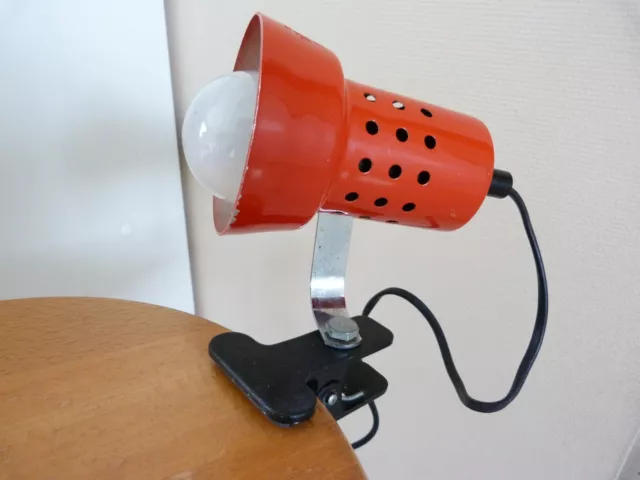 Lampe Pince Spot En Metal Ajoure Orange Vintage Annees 70