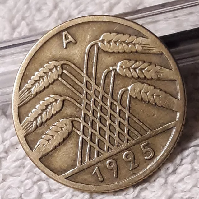 1925 A  , Weimar Republic 10 Pfennig ~ Germany ~ KM#40 German Bronze Dime