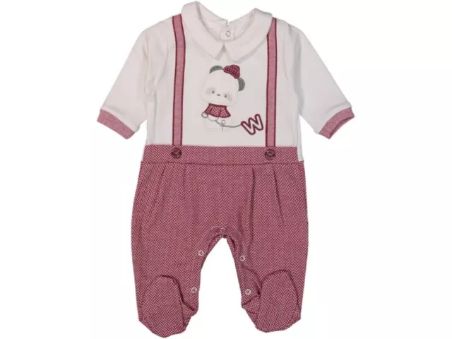 NEU Baby Strampler Einteiler Jungen Taufe Hochzeit Rot 56 62 68 74 Schick Herzig