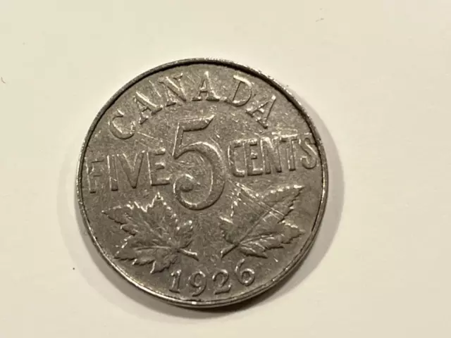 Canadian Canada 5 cent 1926 FAR 6 Nickel Coin