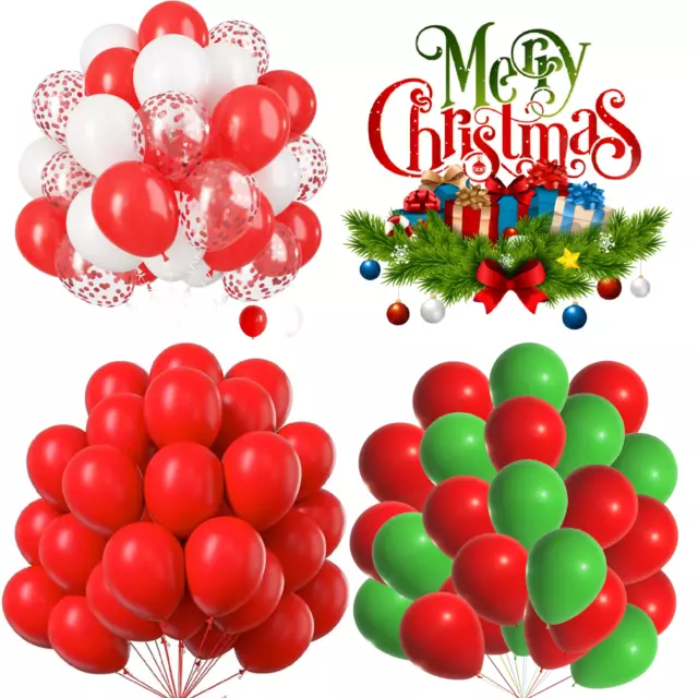 Merry Christmas Latex Plain Balloons 50Pcs Red & Green Xmas Birthday Party Decor