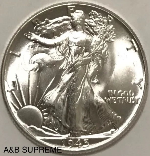 1945 Walking Liberty Half Dollar Gem Bu Uncirculated 90% Silver