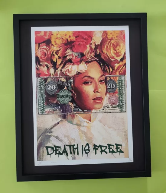 Death NYC Large Framed 16x20in Pop Art Certified BEYONCE FLOWERS GRAFFITI   #3