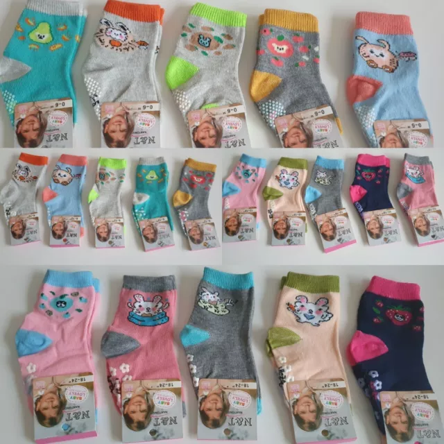 5 Paar Baby Antirutschsocken ABS Socken Noppensocken Mädchen 0/6- 18/24 Monate