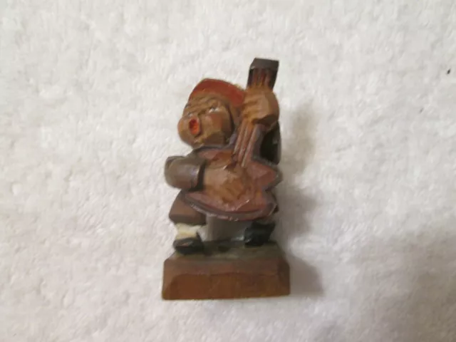 Vintage German Hand Carved Wood Bavarian Black Forest Musician Figure