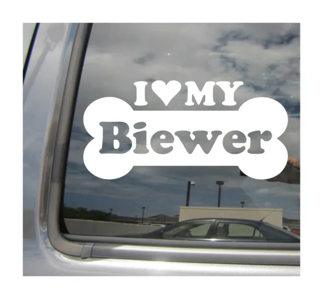 I Heart Love My Biewer - Dog Bone Car Vinyl Decal Sticker 13142