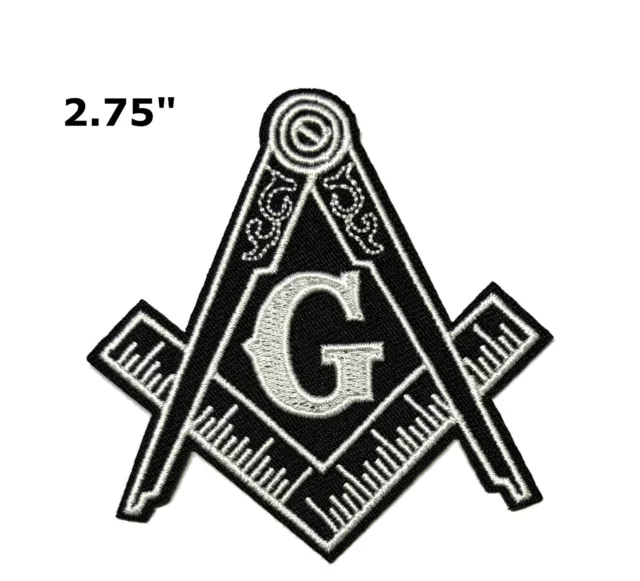 MASONIC LOGO EMBROIDERED PATCH Hook & Loop FREEMASON SQUARE COMPASS MASON EMBLEM