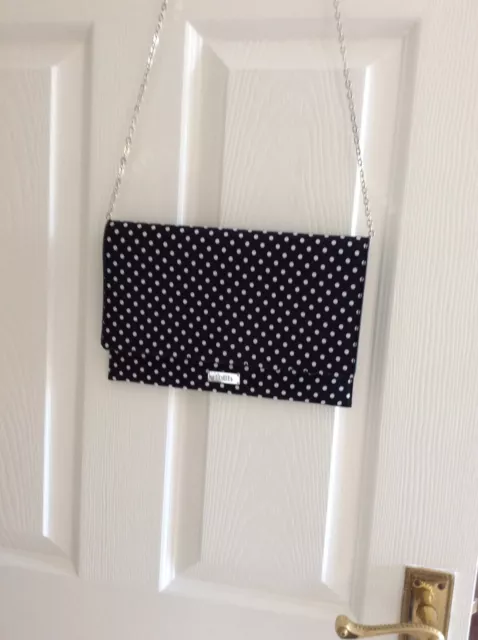 FAITH BLACK WHITE POLKA Dot Small Shoulder Clutch Bag New Without