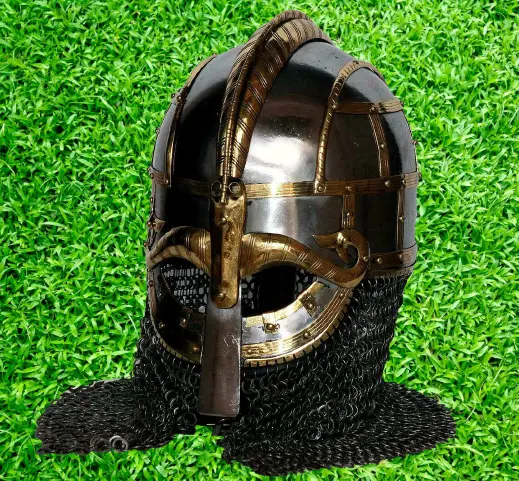 Medieval Steel Stylish Viking Vendel Helmet with Chainmail Hand Forged SCA/Larp 3