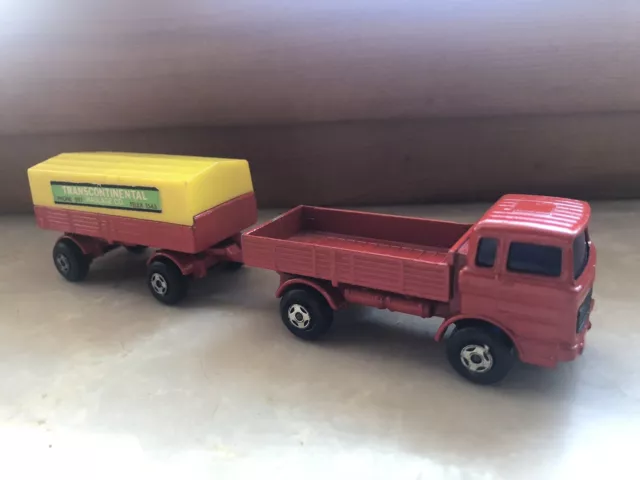 Matchbox ca. 1978 - Mercedes Truck rot mit Anhanger - aus Two Pack 1 - gebraucht