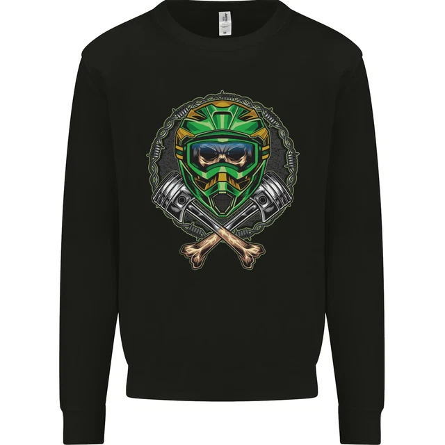 Felpa Maglione Motocross Teschio Sporcizia MotoX Bambini