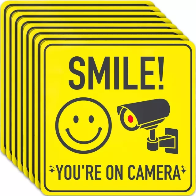 8 Pack Smile Youre on Camera Sign Stickers Polite Video Surveillance Security