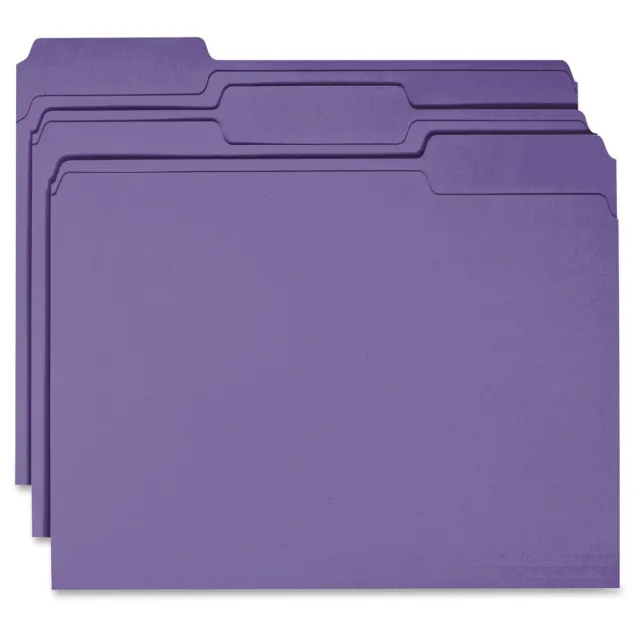 Business Source Colored File Folder - 1/3 Tab Cut - 11 Pt. - Purple - 100 / Box