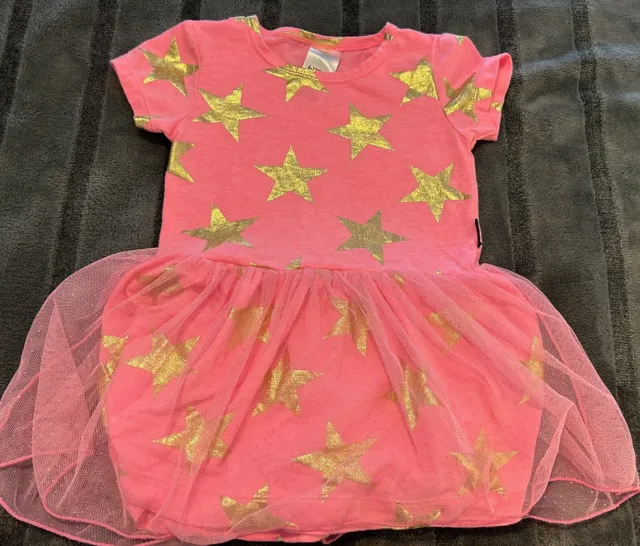 Baby Girls Bonds Pink Gold Stars Tutu Dress Size 0 Excellent Condition