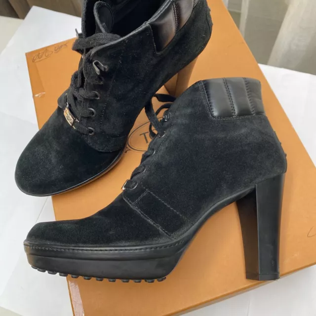 Tod’s Womens Black Suede  Verbier Bootie  shoe size 37 - 7