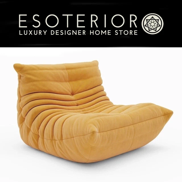 Fireside Style Mid-Century Modern Vegan Suede Floor Lounge Chair,  Ochre