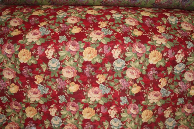 RED FLORAL TAPESTRY BY 3 YARD Upholstery Fabric Heavy Rose Victorian French Sofa