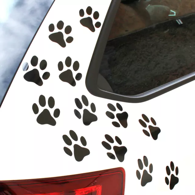 12 Stück Hundepfoten je 6x6cm Hund Aufkleber Folie Auto sticker hunde Dog Tatzen