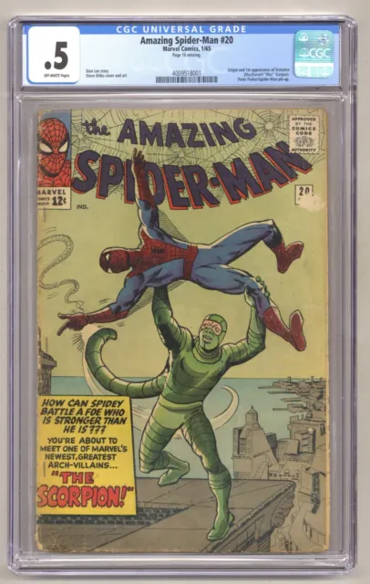 Amazing Spider-Man 20 (CGC .5) Origin/1st app. Scorpion Ditko 1965 Marvel O552