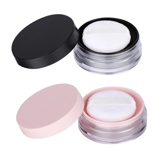 2 piezas frasco en polvo de maquillaje caja de malla elástica antifugas