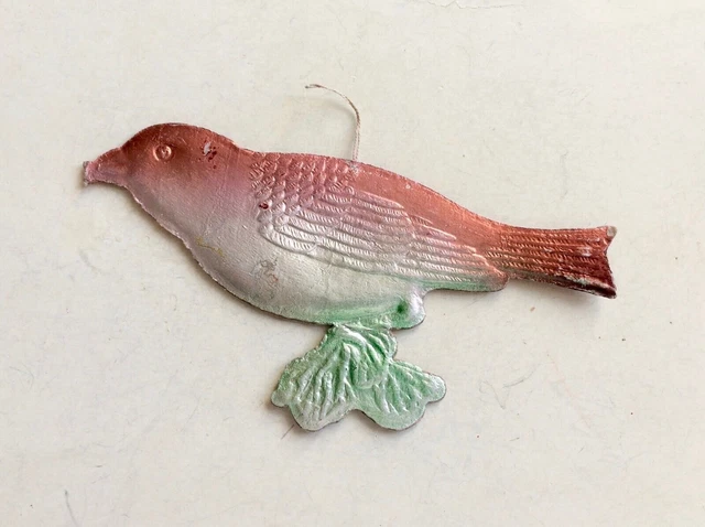 Uccello, ornamento di cartone di Natale vintage / decorazione di cartone antico