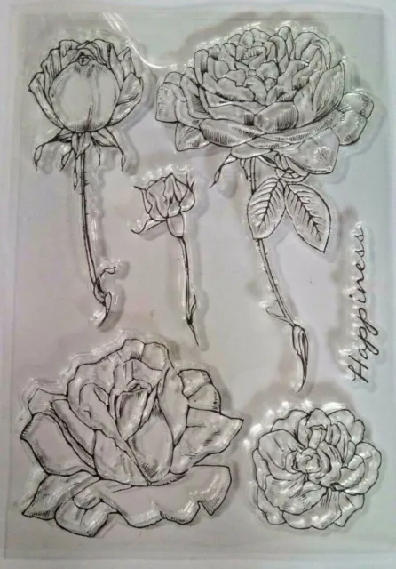 5 Rose Clear Silicone Stamp Card Making Scrapbooking Journal Notebook Diary Art